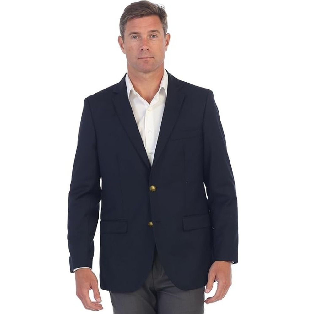 Gioberti Men's Blue Navy Gold 2-Button Formal Blazer Jacket Size 42 Long